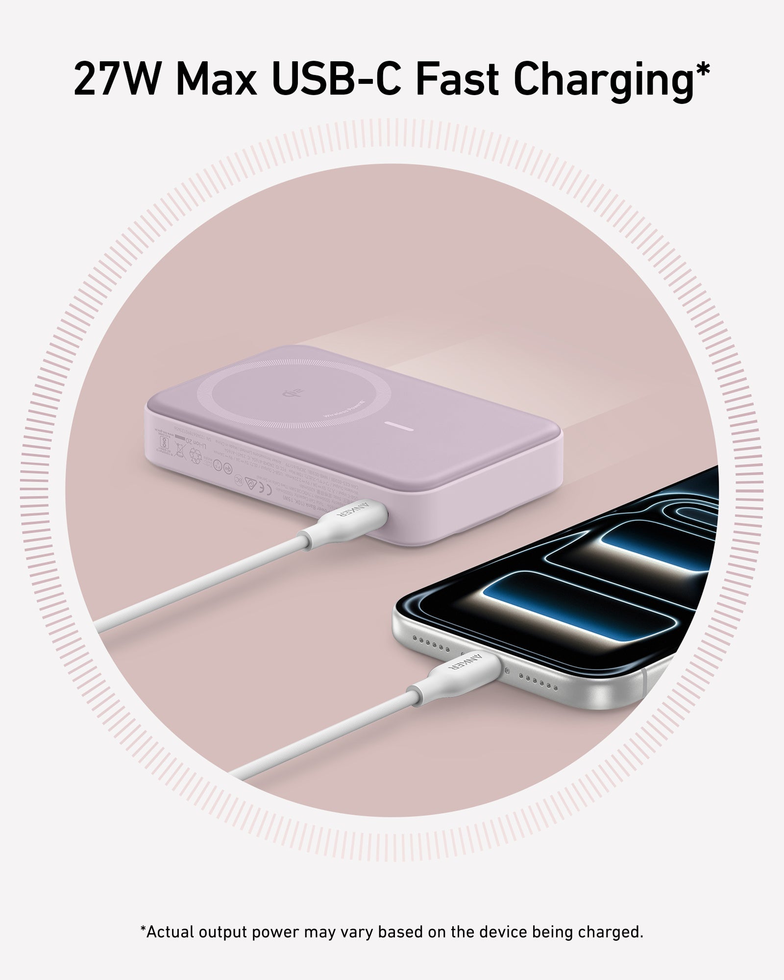 Anker MagGo 10K Power Bank showing sleek black design with magnetic charging features and digital battery indicator.