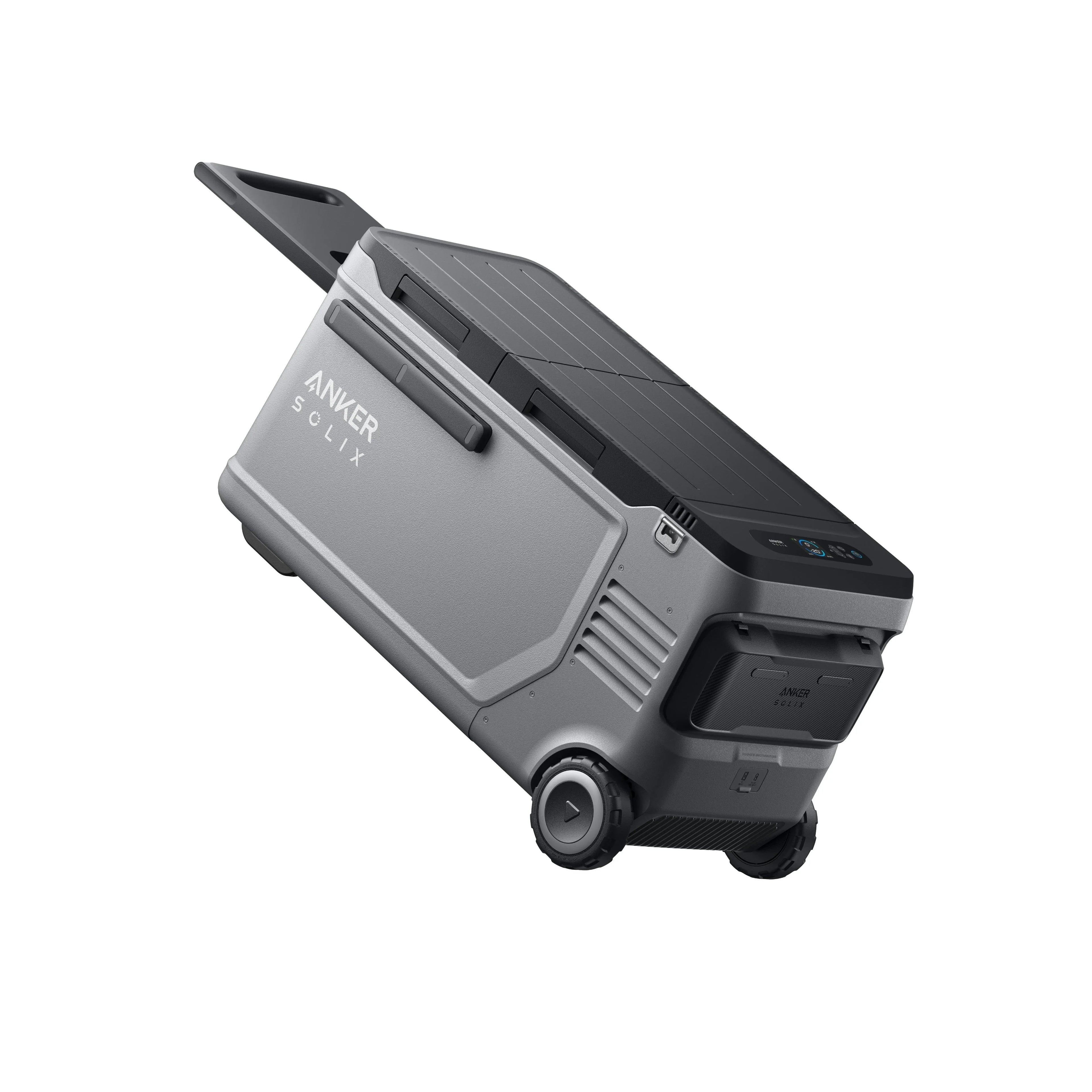 Green Vista Living Anker SOLIX EverFrost 2 58L cooler with sturdy handle and secure lid, ideal for outdoor cooling needs