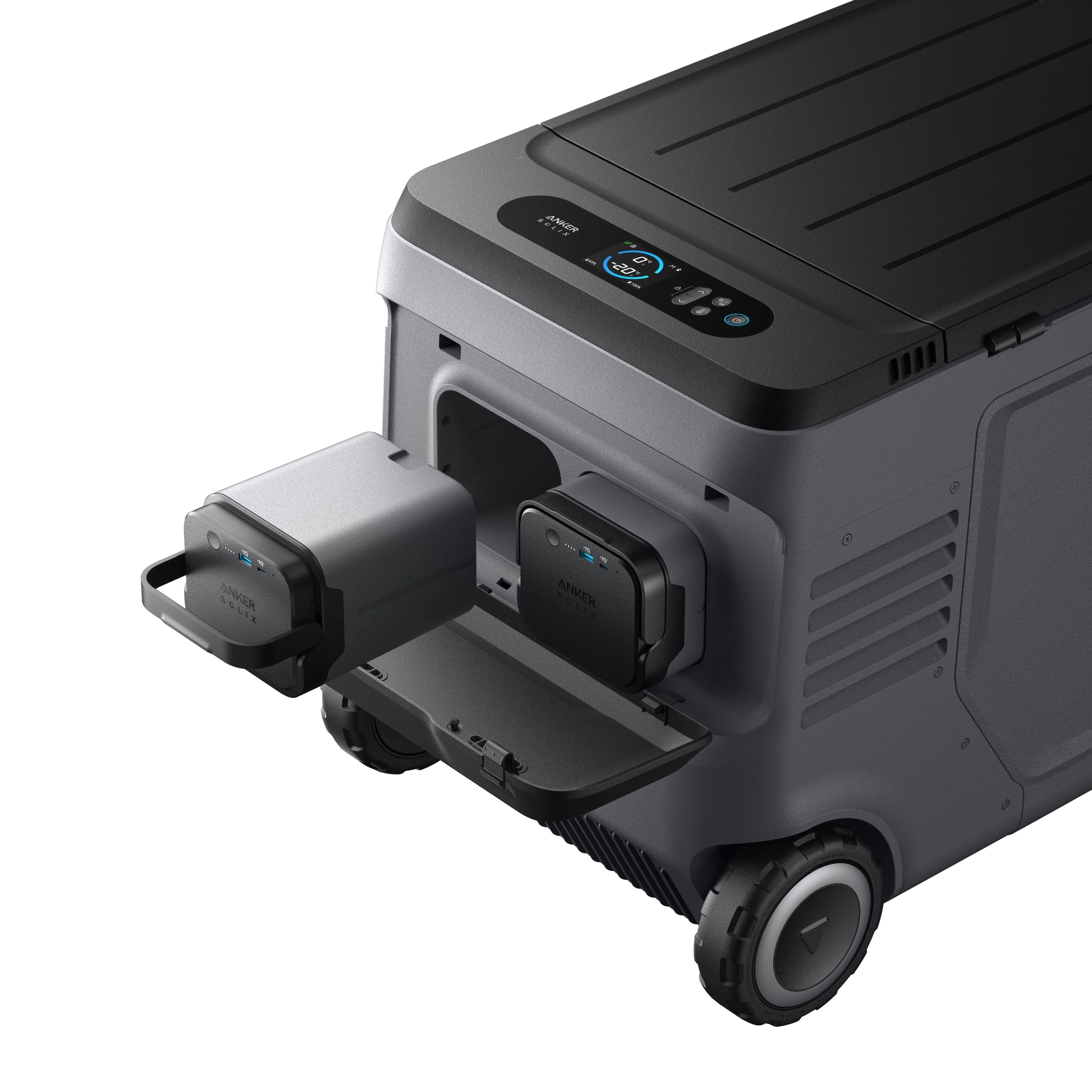 Green Vista Living Anker SOLIX EverFrost 2 58L cooler with sturdy handle and secure lid, ideal for outdoor and camping use.