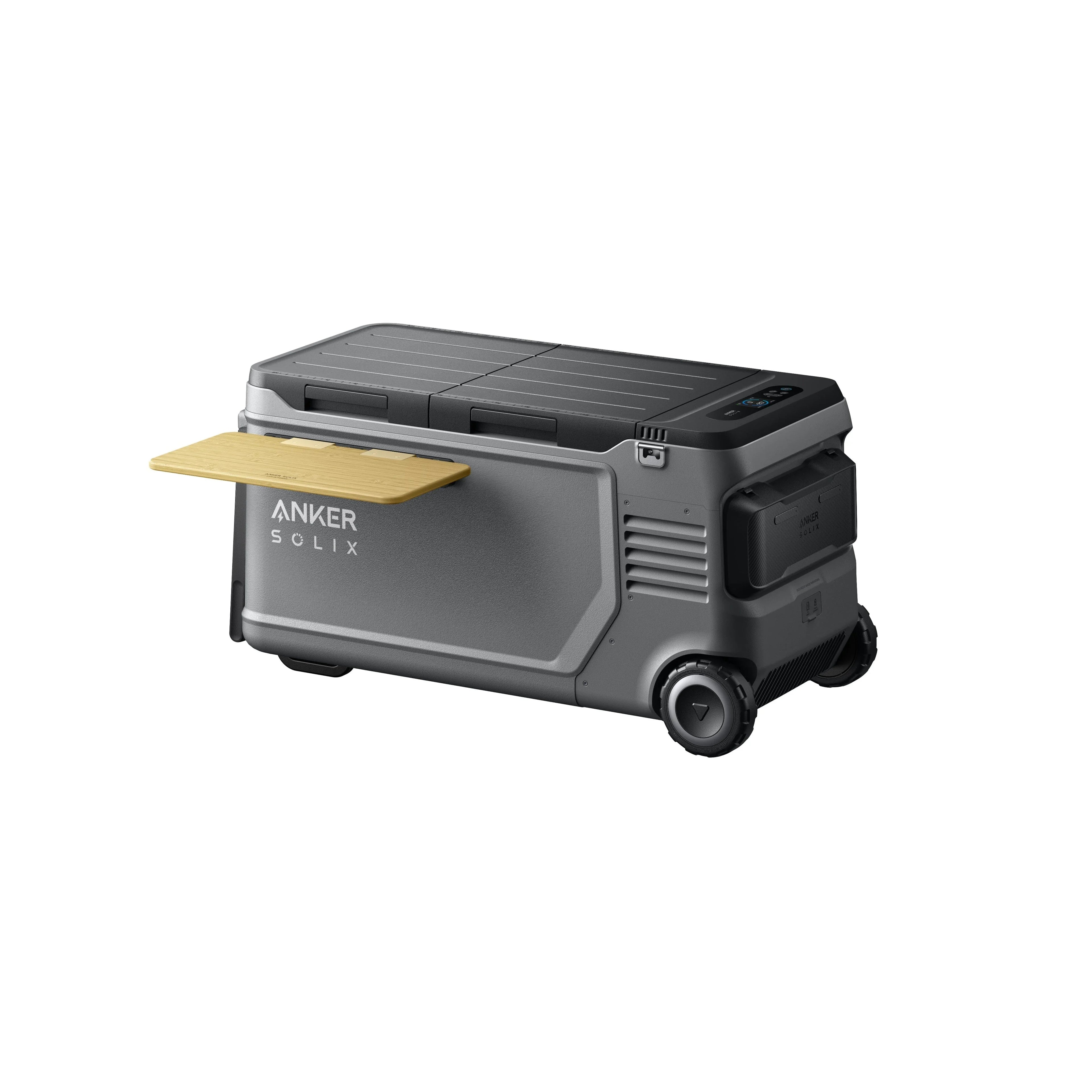 Green Vista Living Anker SOLIX EverFrost 2 58L cooler with sturdy handles and a sleek design, ideal for outdoor and travel use.