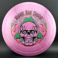 Ethereal Construct Crushin' Amanitas disc golf stamp by Manny Trujillo on a Rare Air Discs disc, featuring intricate mushroom artwork.