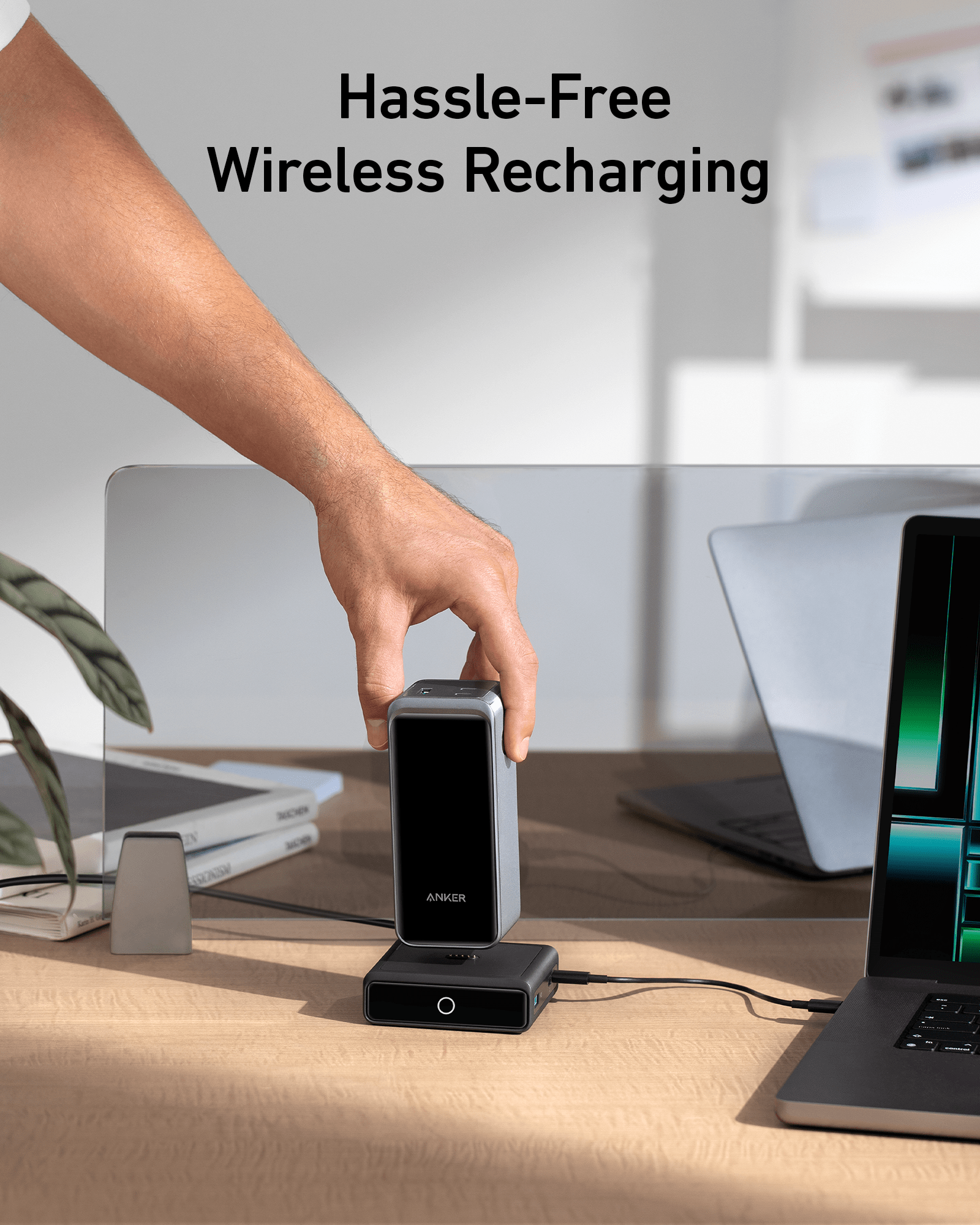 Anker 100W Charging Base designed for Anker Prime Power Bank, featuring a sleek design and robust charging capabilities.