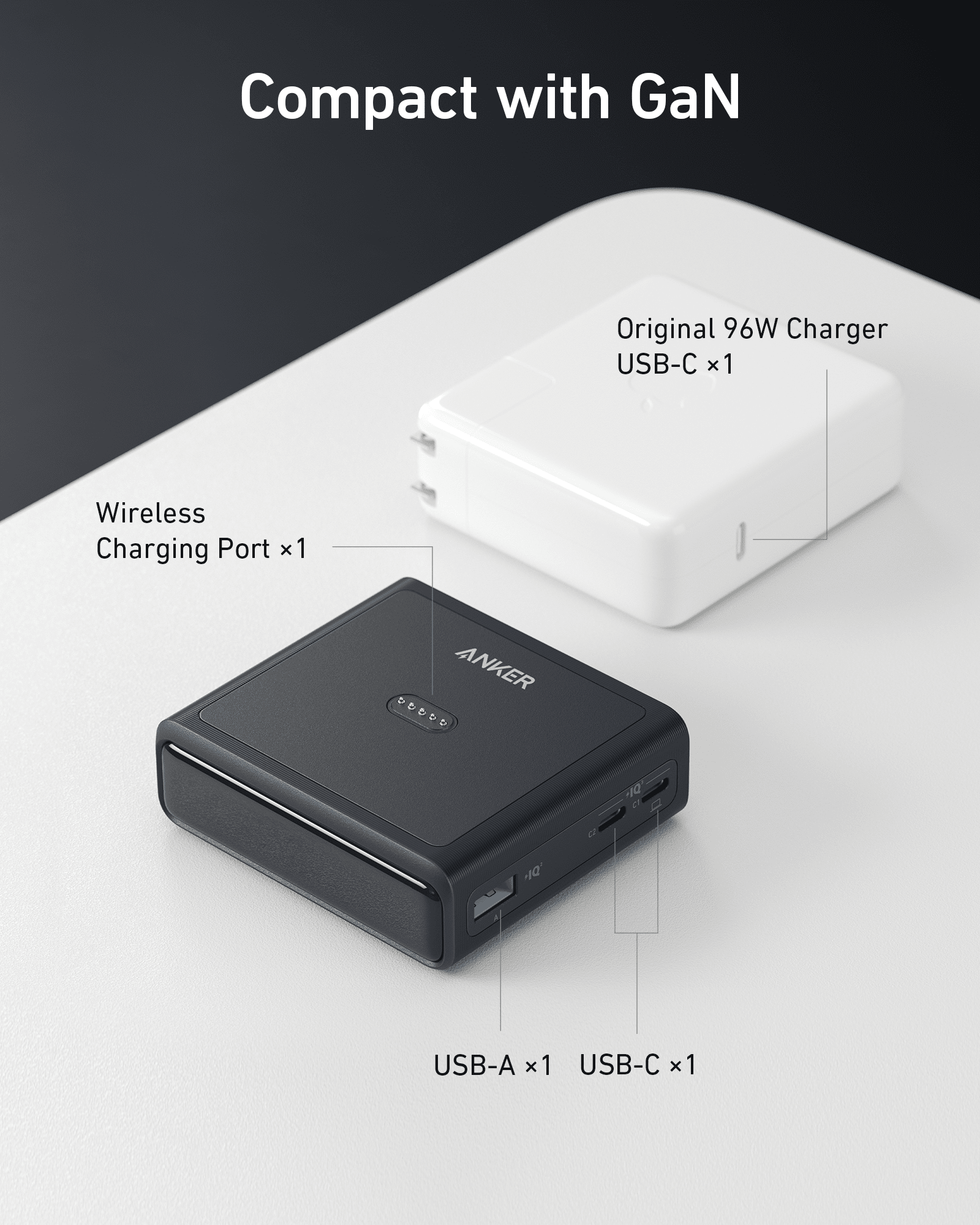 Anker 100W Charging Base for charging Anker Prime Power Bank, featuring a sleek design and efficient power delivery.