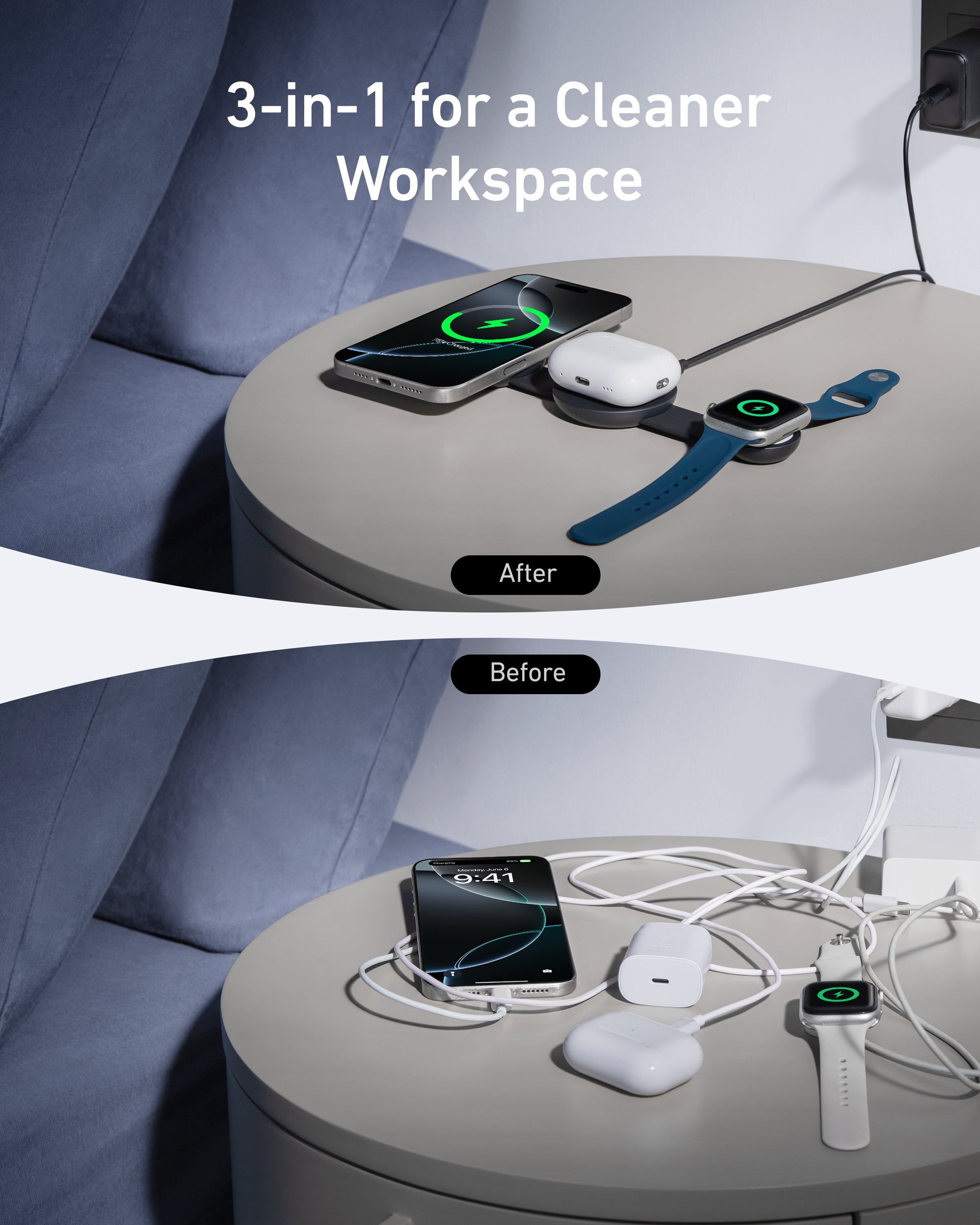 Anker MagGo Wireless Charging Station (3-in-1, Foldable Pad) - We The Collective