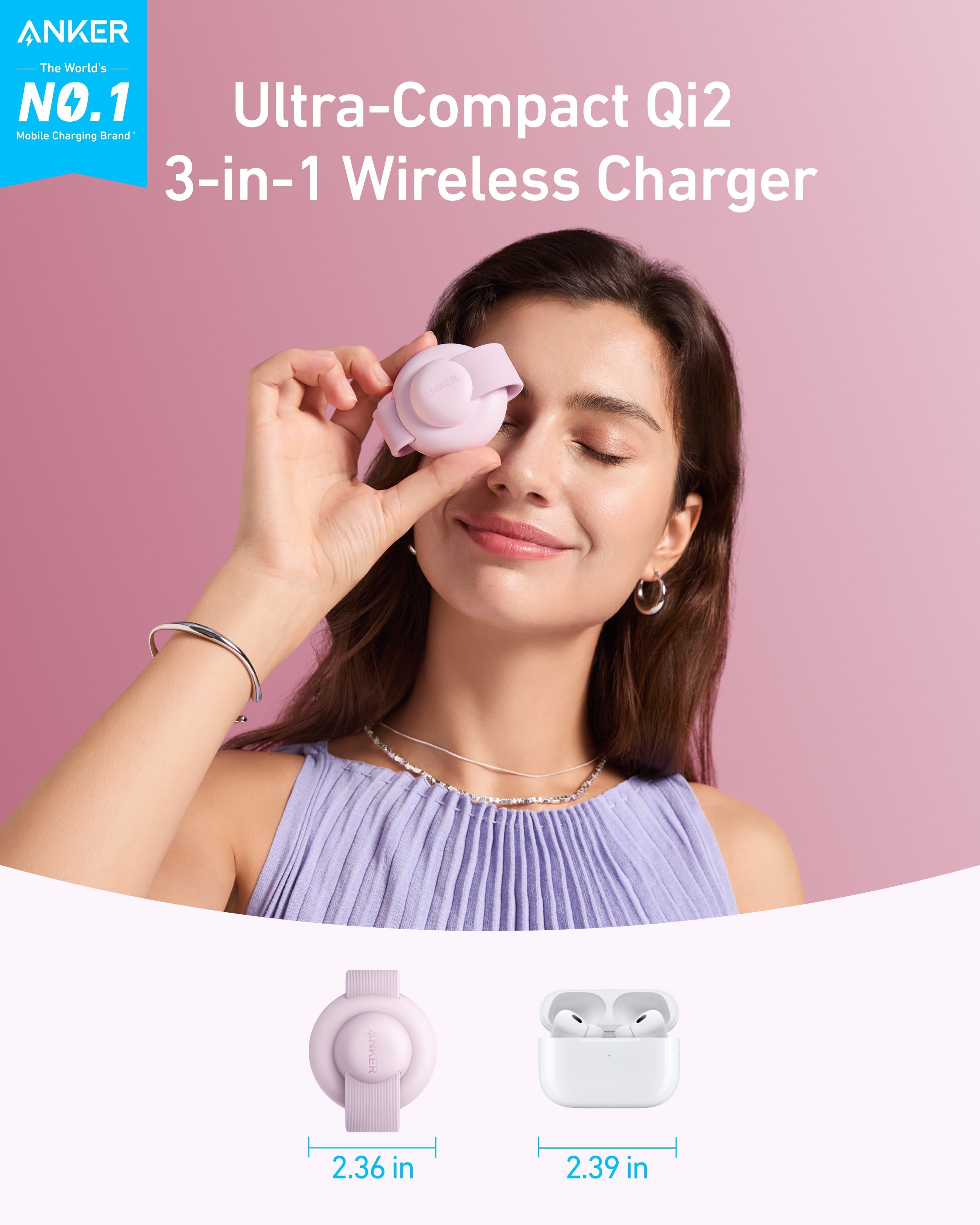 Anker MagGo 3-in-1 wireless charging station with foldable pad for charging phones, AirPods, and Apple Watch.