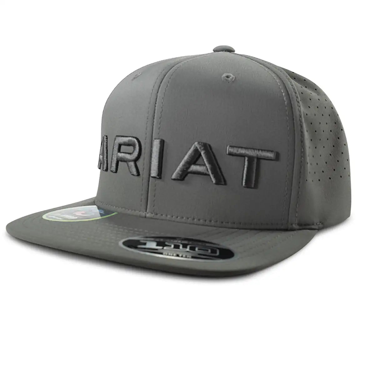 Charcoal ARIAT 3D embroidered two-tone ball cap, stylish headwear with adjustable strap, designed for casual wear.