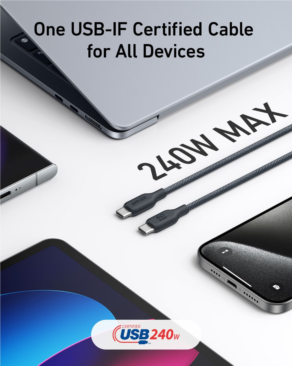 Anker <b>543</b> USB C to USB C Cable (240W, 10 ft) - We The Collective
