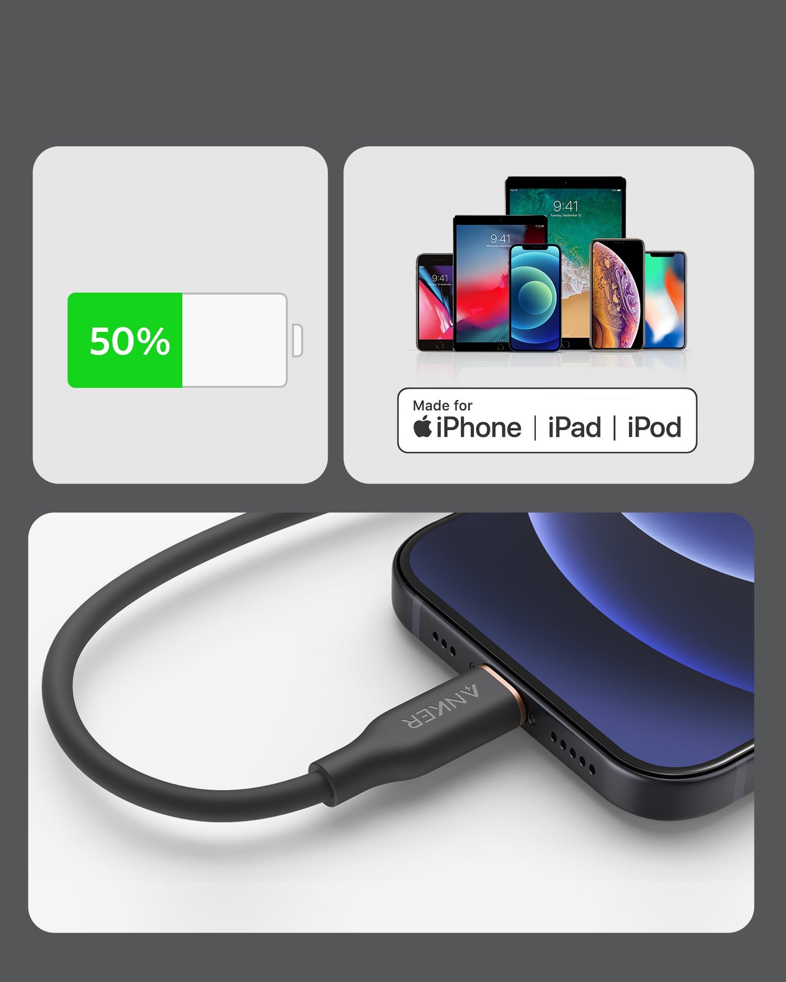 Anker <b>641</b> USB-C to Lightning Cable (Flow, 3 ft Silicone) - We The Collective