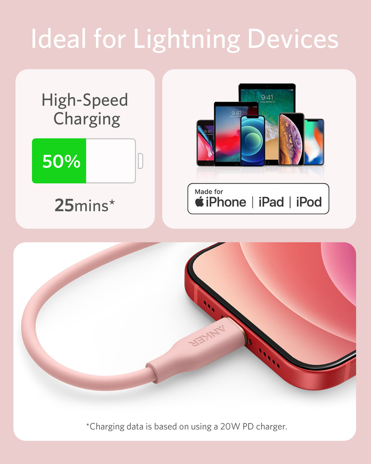 Anker <b>641</b> USB-C to Lightning Cable (Flow, 3 ft Silicone) - We The Collective