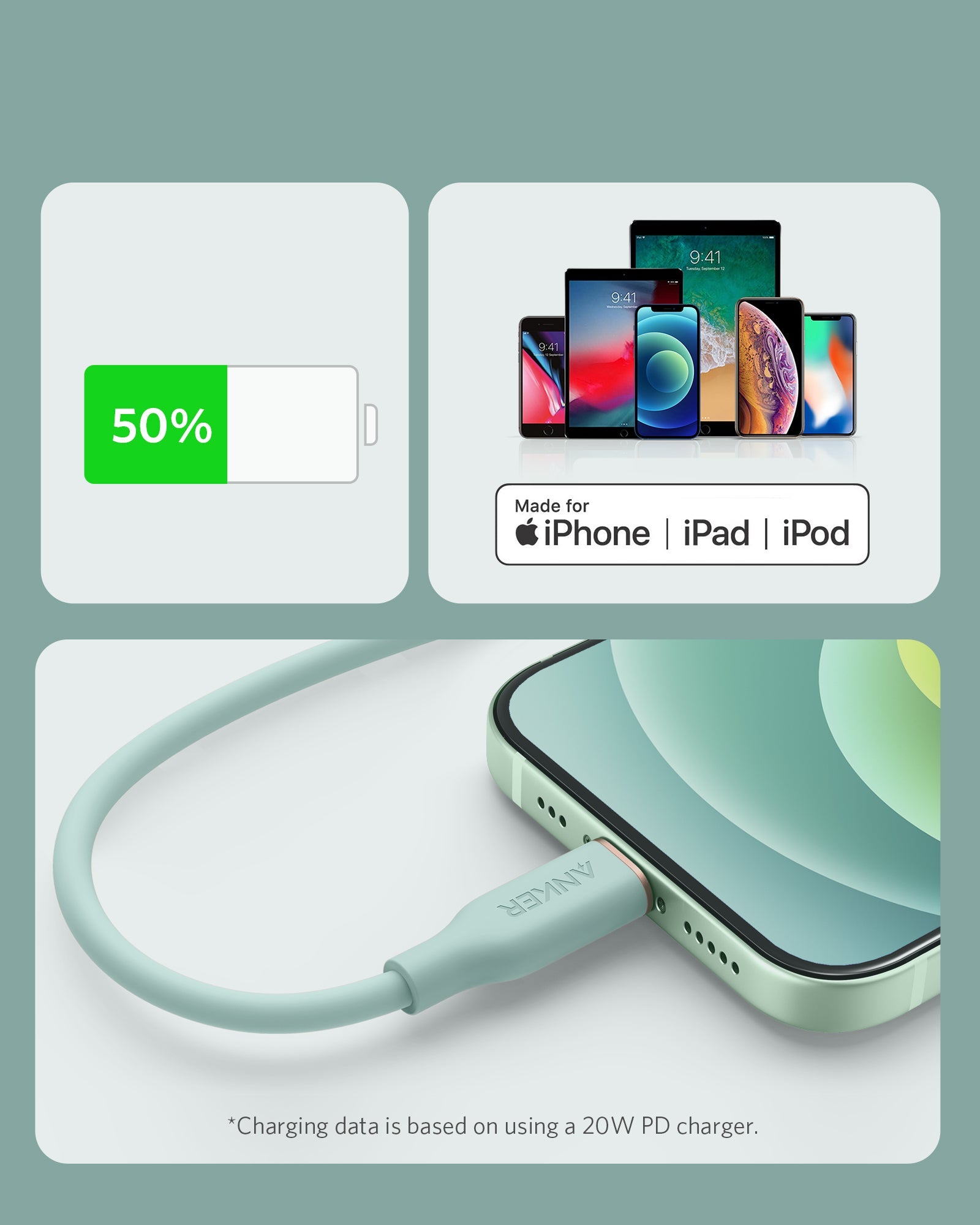 Anker <b>641</b> USB-C to Lightning Cable (Flow, 3 ft Silicone) - We The Collective