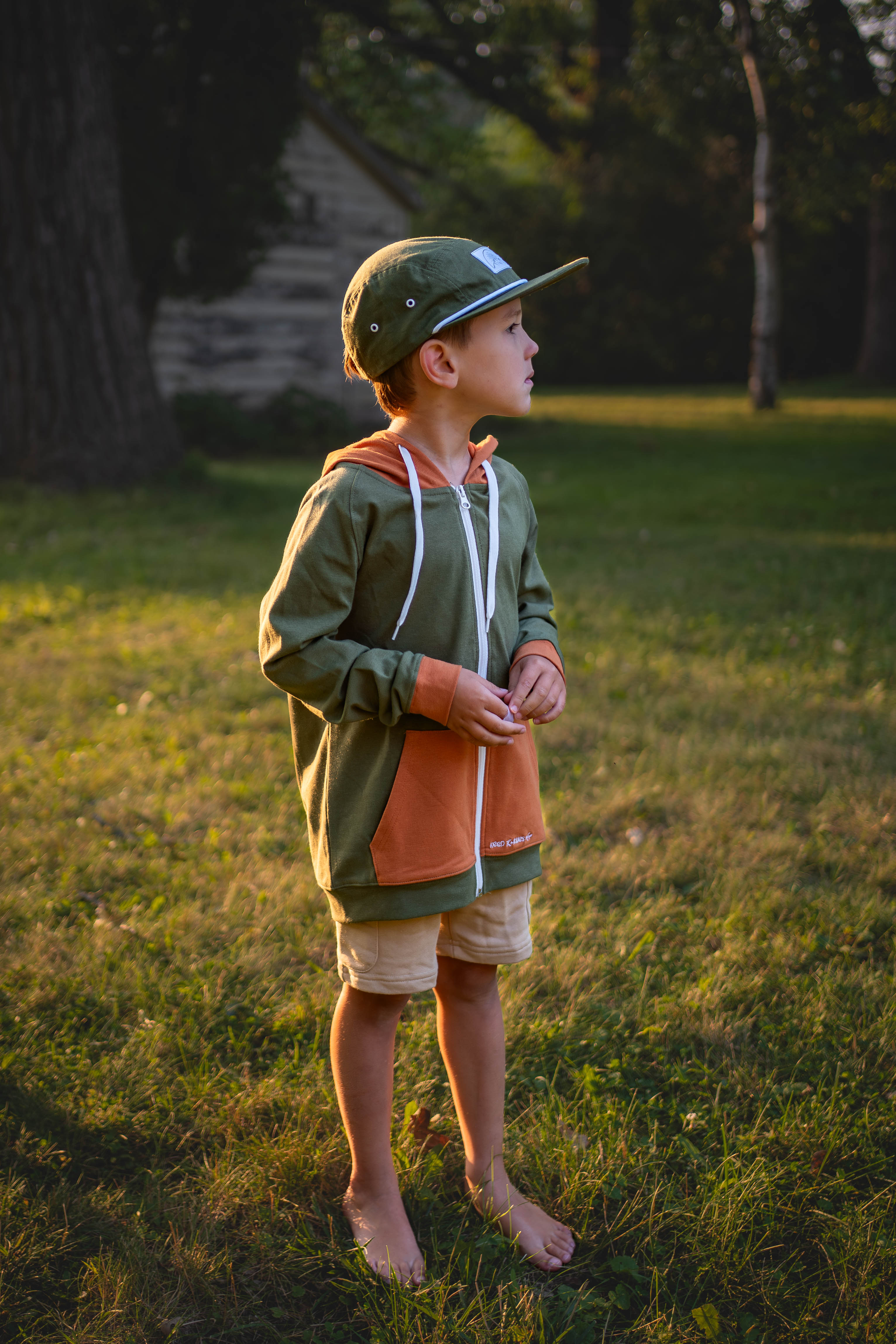 Kids bamboo hooded zip jacket by Keep the Littles Wild, soft lightweight hoodie for children with a hood and front zipper.
