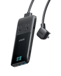 Anker Prime 6-in-1 140W charging station with multiple ports for fast device charging, sleek black design, and compact layout.