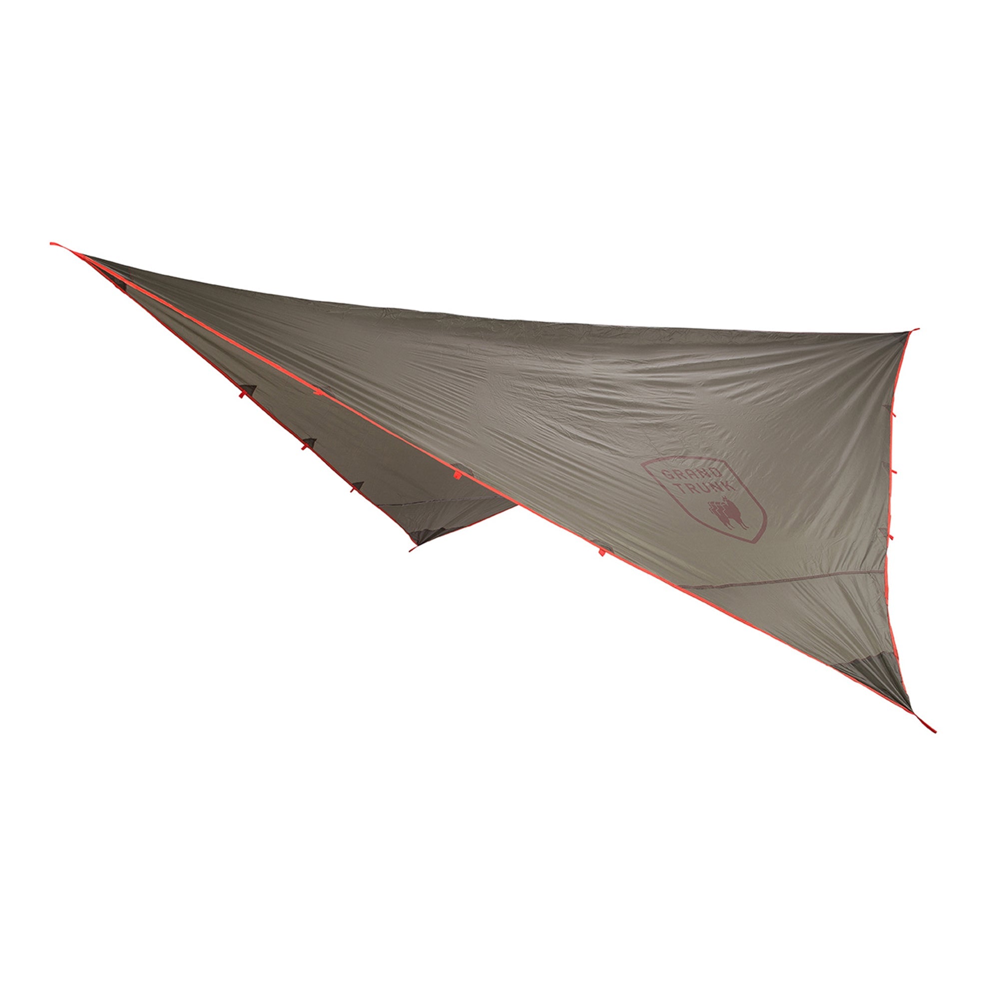 GrandTrunk Abrigo Rain Fly and Shelter set up outdoors, showing lightweight waterproof rain protection and shelter features.