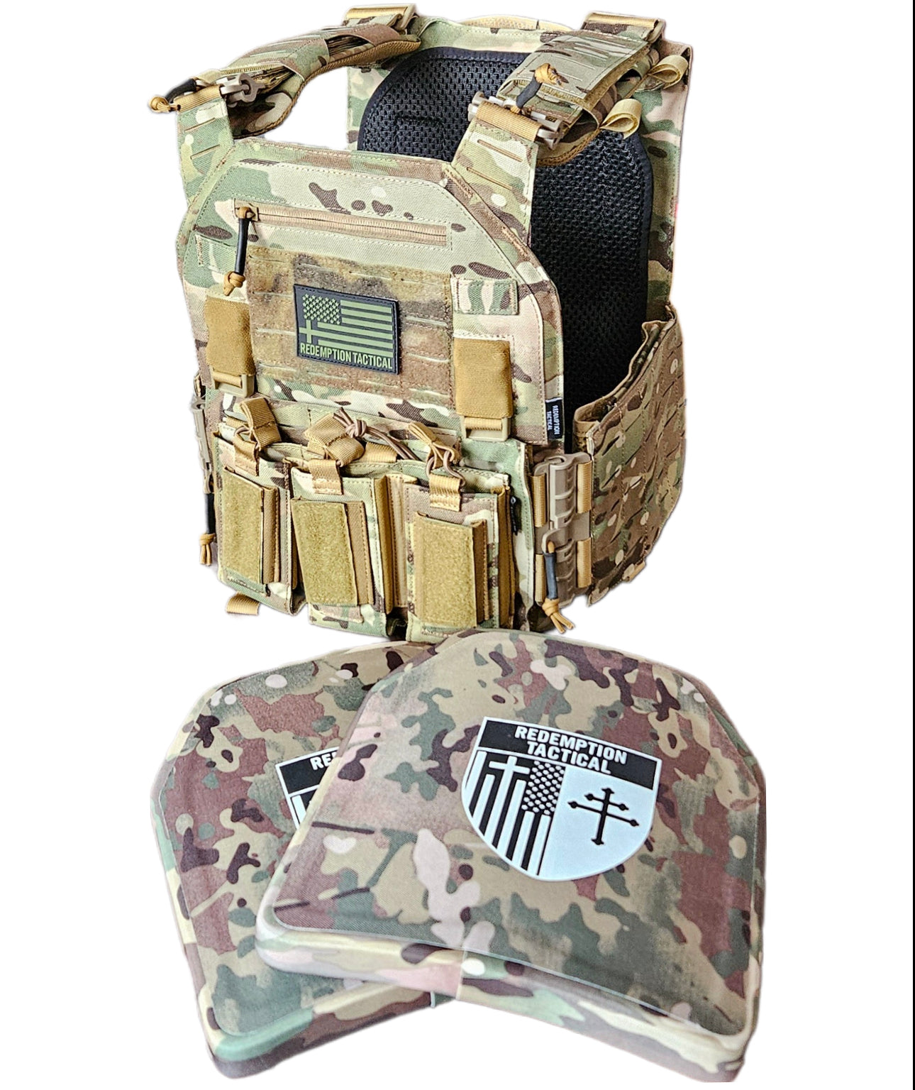 Redemption Tactical RT Crusader 2.0® lightweight Level IV armor plates front and back, 10x12 inch size, part of tactical vest kit