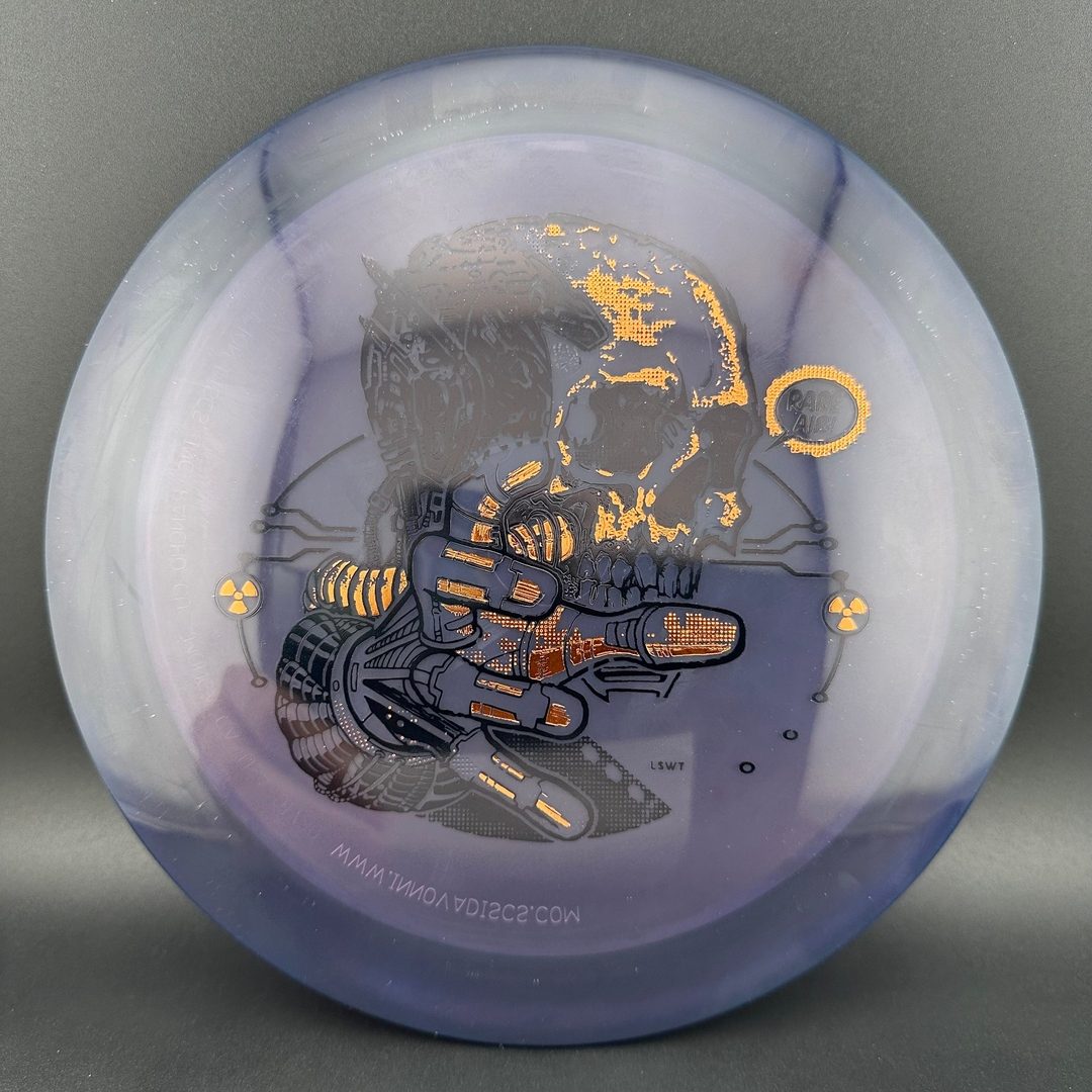 Disc golf Gummy C-Blend Aztec disc by Rare Air Discs, part of the STRATUS FEAR V1 series, shown in close-up.