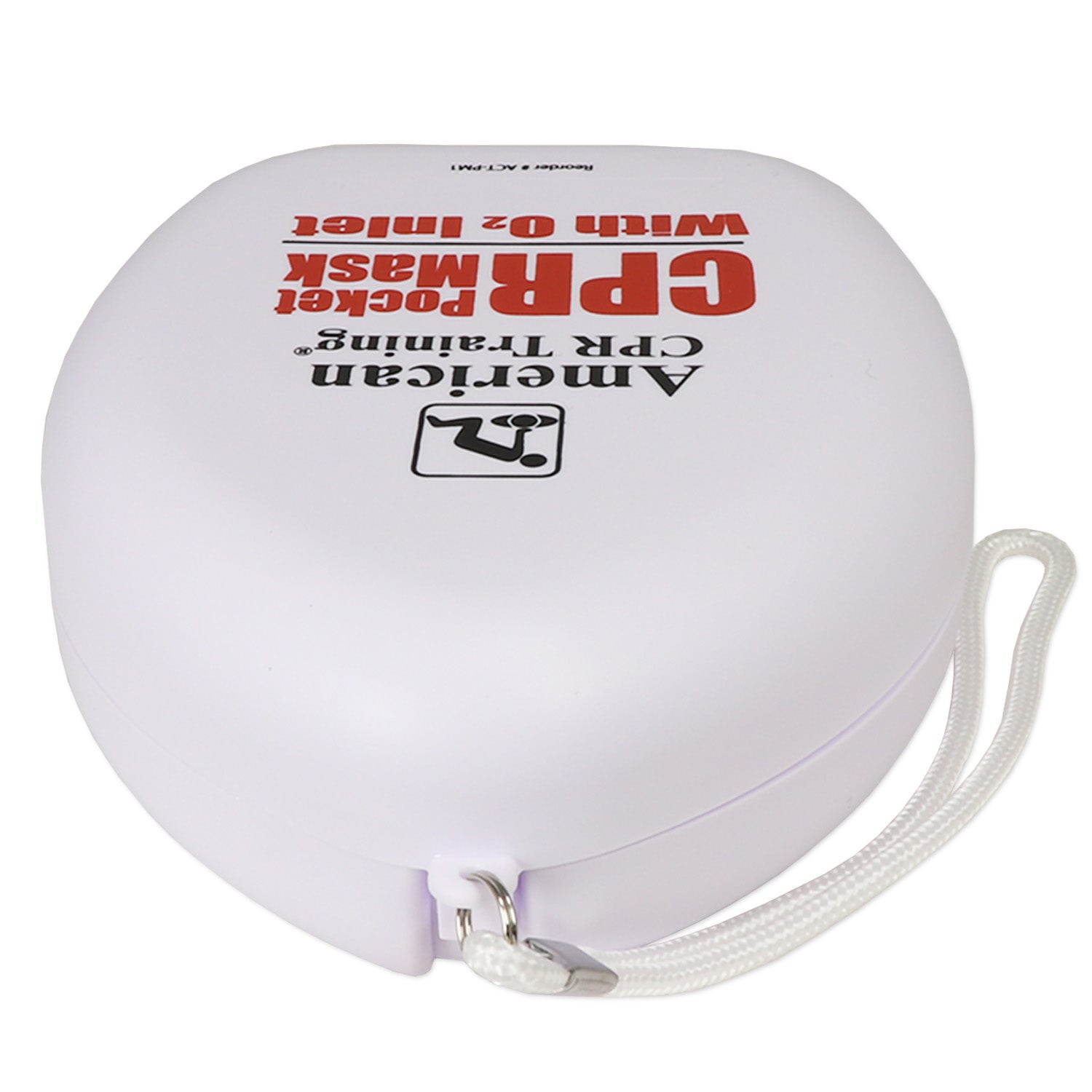 American CPR pocket mask in plastic case showing adult, child, and infant masks with oxygen inlet for emergency resuscitation.