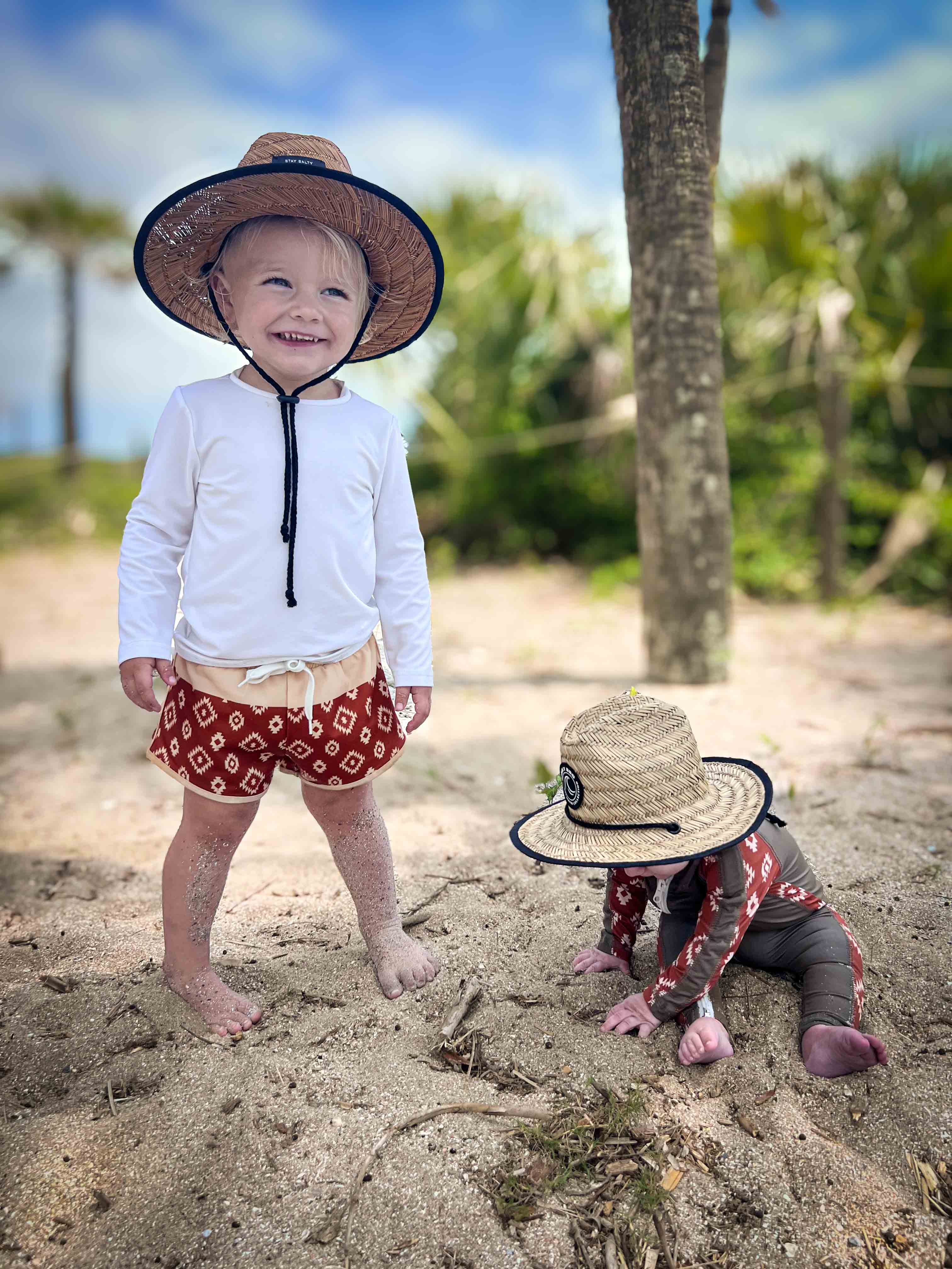 Color block hybrid shorts by Keep the Littles Wild featuring vibrant color panels and a casual, versatile design.