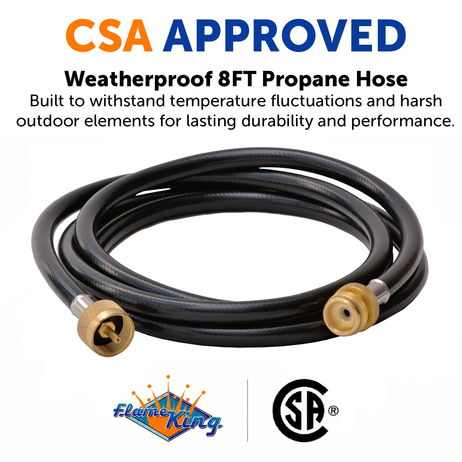 Flame King 8 Ft 1 Pound Propane Tank Gas Hose Adapter Extension