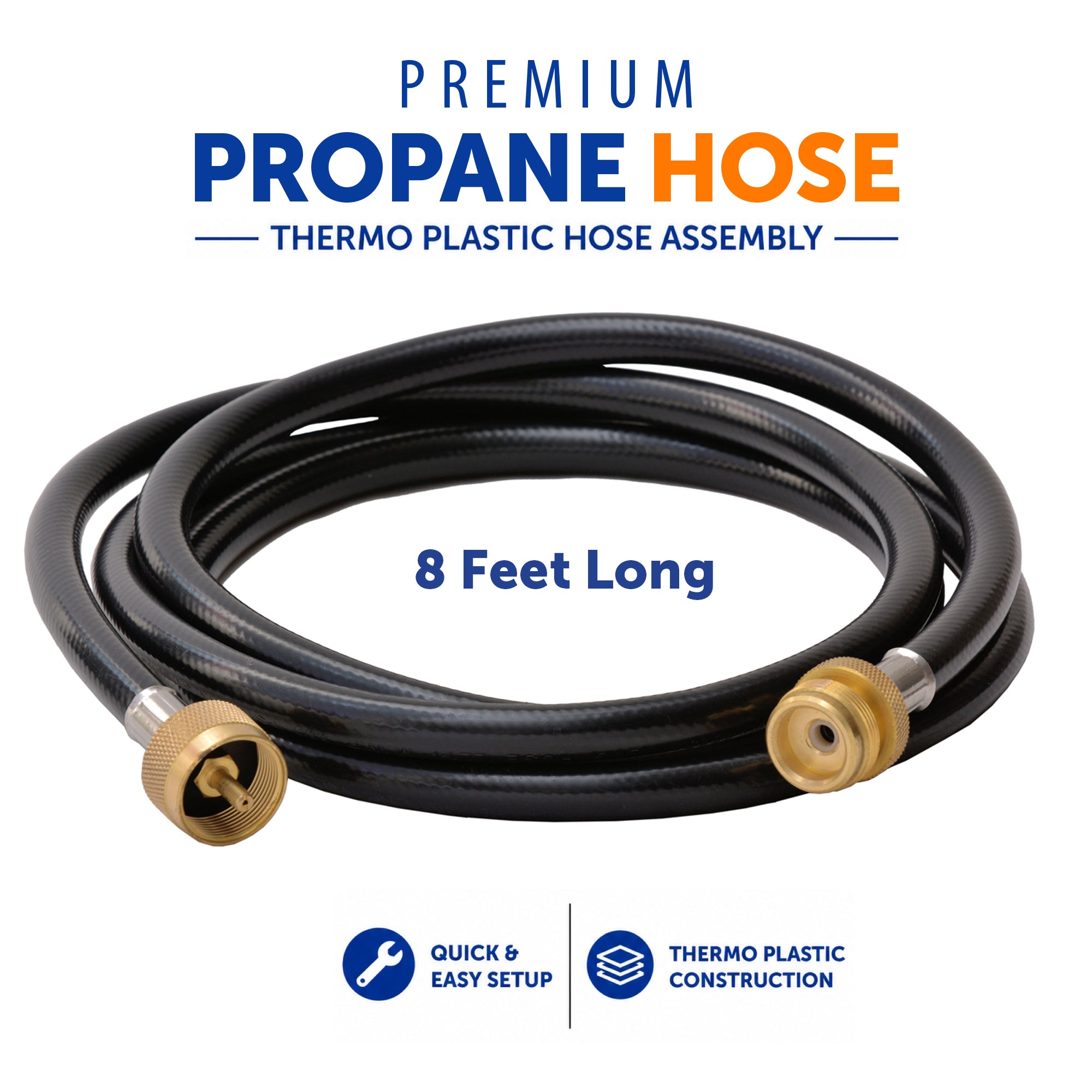 Flame King 8 Ft 1 Pound Propane Tank Gas Hose Adapter Extension