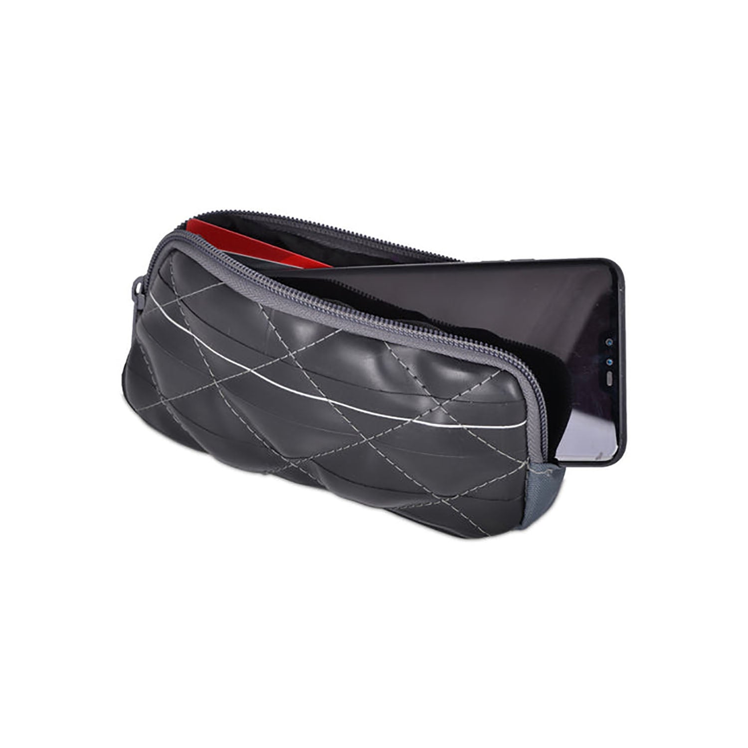 ZEITBIKE Alchemy Goods Roxhill Zip Wallet with leather and fabric exterior, multiple card slots, and secure zipper closure.