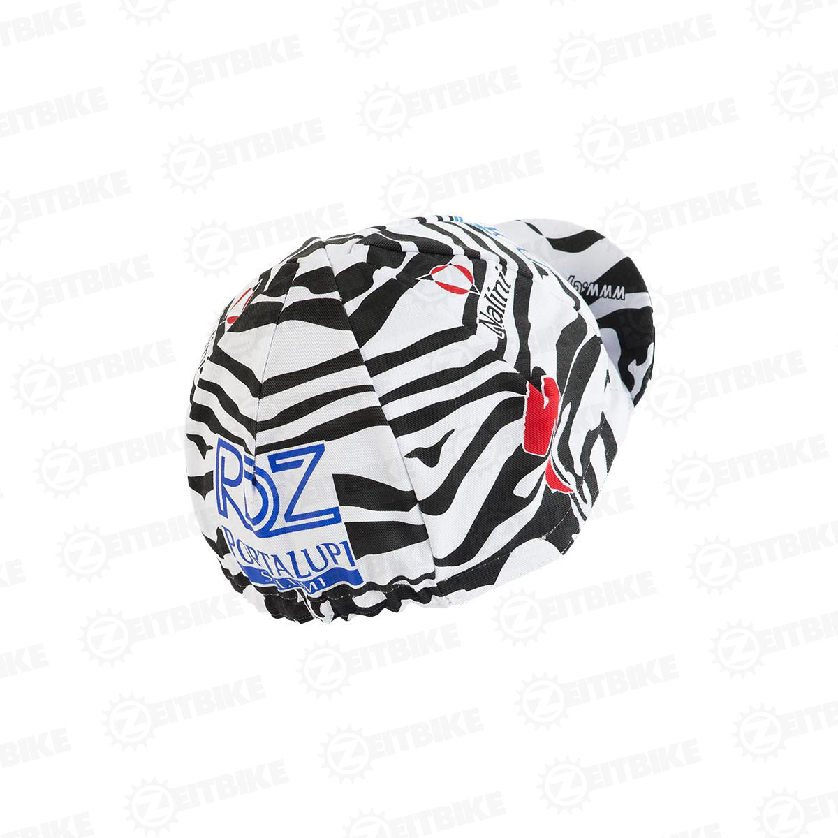 ZEITBIKE vintage cycling cap with Domina Vacanze design, navy blue fabric, and classic brim, perfect for cycling enthusiasts.