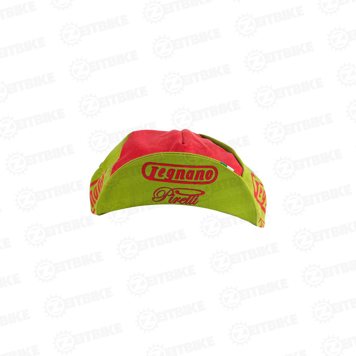 Vintage Legnano cycling cap by ZEITBIKE, featuring a classic design with a striped brim and embroidered logo, front view.