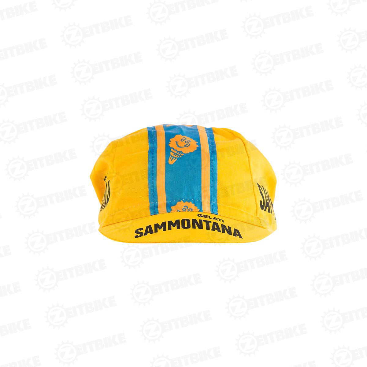 Vintage Sammontana cycling cap by ZEITBIKE featuring a classic design with a curved brim and retro branding.