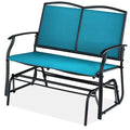 2 Seat Mesh Patio Loveseat Swing Glider Rocker with Armrests in Blue - OVERLANDERS Outfitter