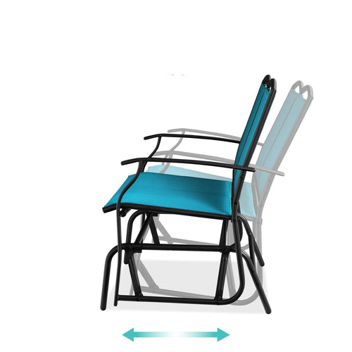 2 Seat Mesh Patio Loveseat Swing Glider Rocker with Armrests in Blue - OVERLANDERS Outfitter