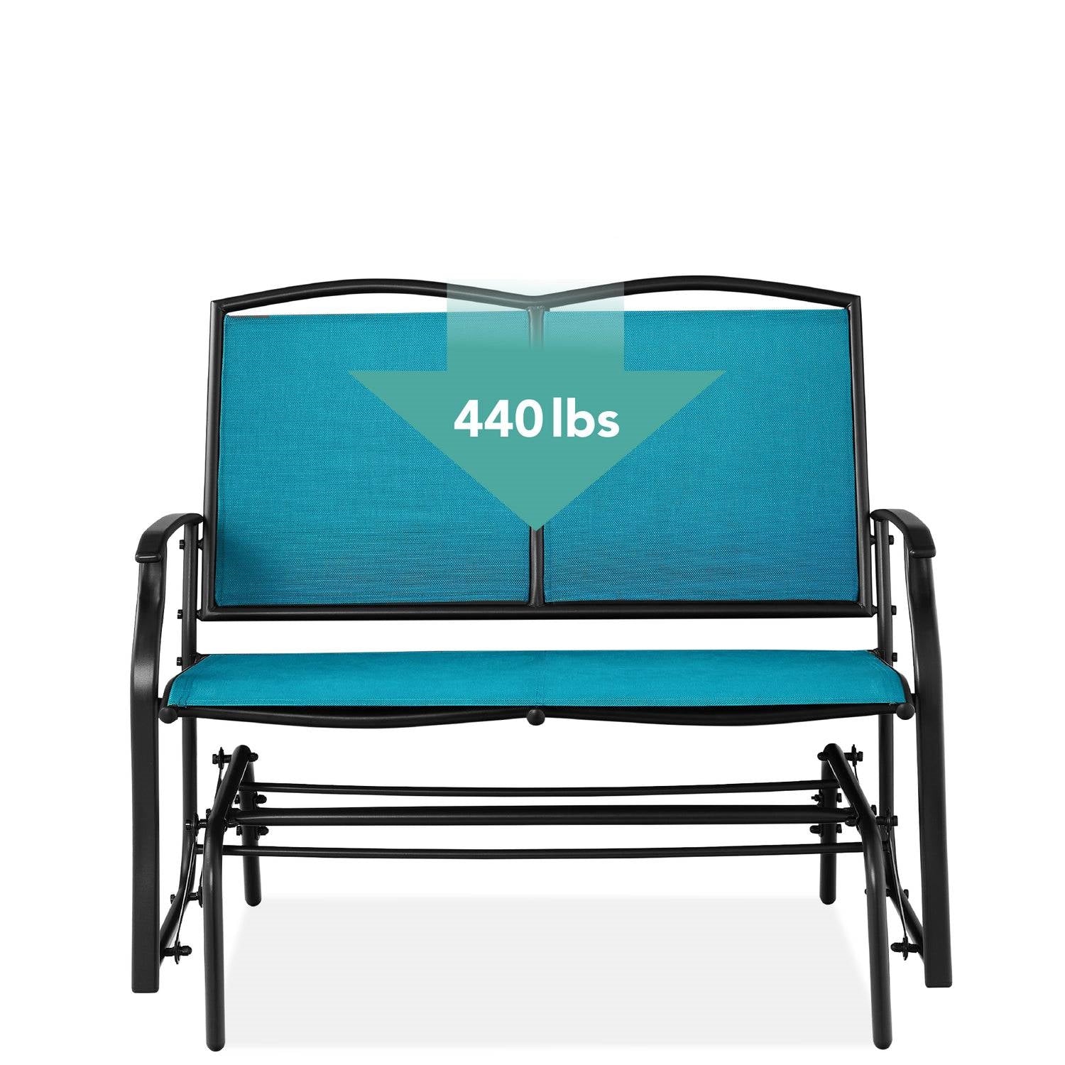2 Seat Mesh Patio Loveseat Swing Glider Rocker with Armrests in Blue - OVERLANDERS Outfitter