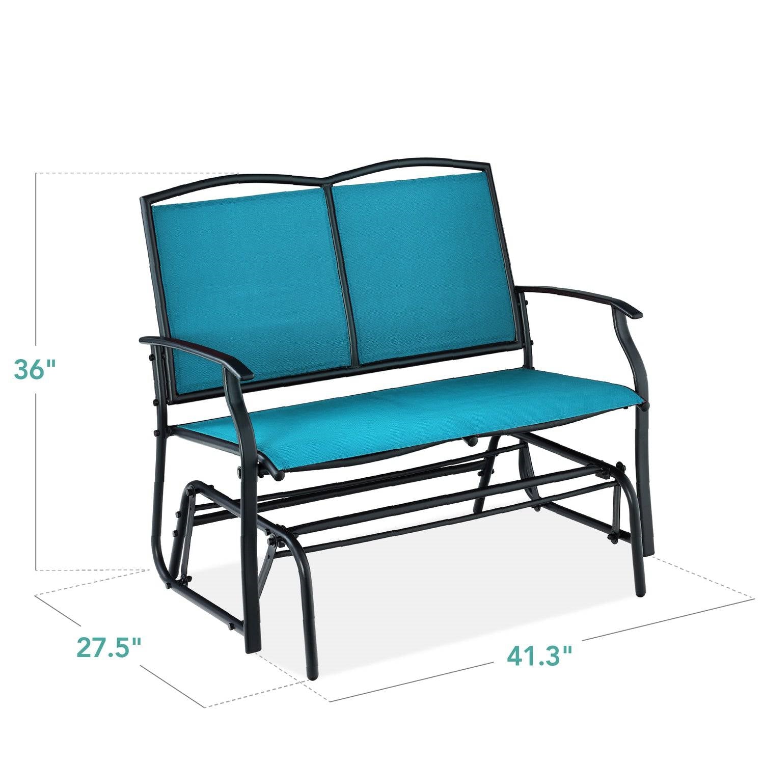 2 Seat Mesh Patio Loveseat Swing Glider Rocker with Armrests in Blue - OVERLANDERS Outfitter