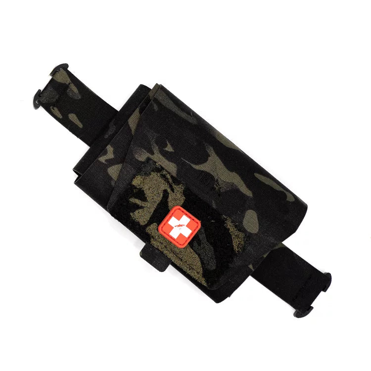 HCC Tactical ARC Medical Pouch in black, featuring multiple compartments and MOLLE webbing for tactical gear organization.