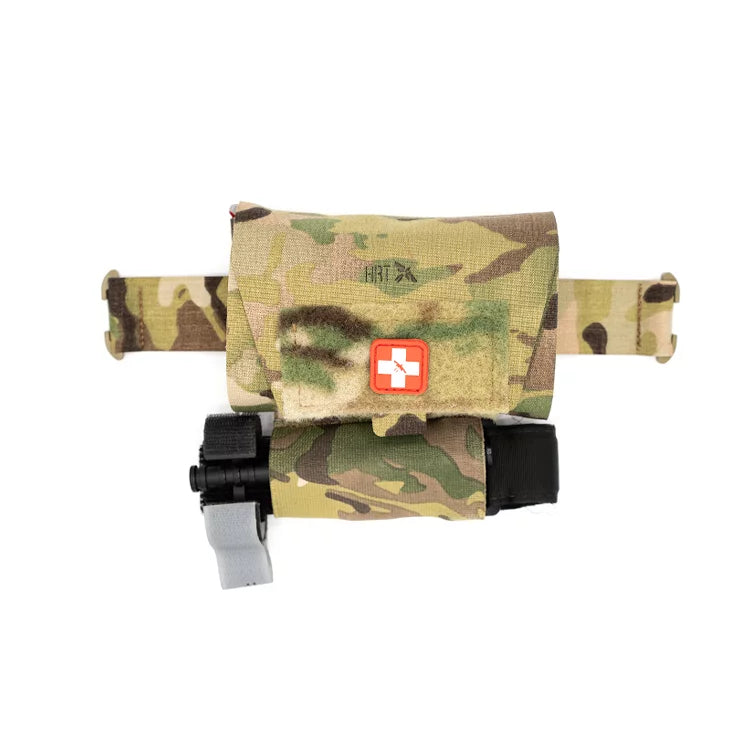 HCC Tactical ARC Medical Pouch in multicam, featuring multiple compartments for emergency medical supplies.