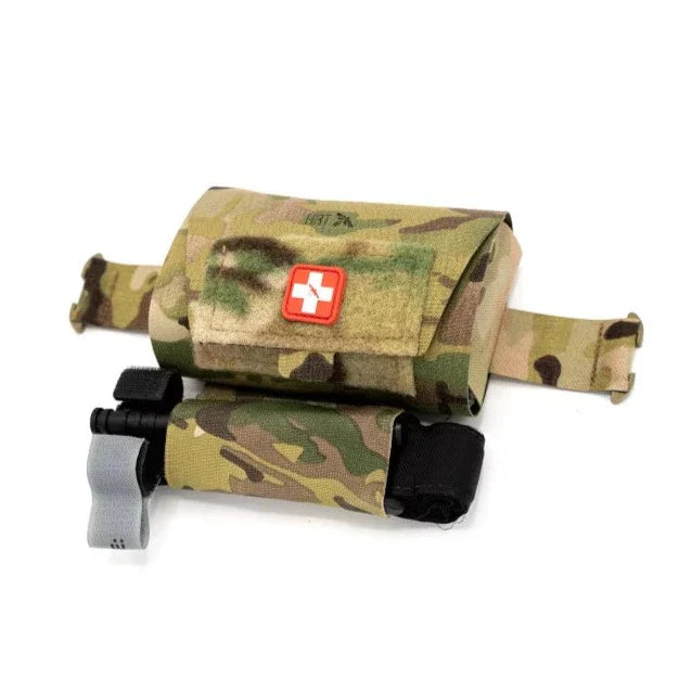 HCC Tactical ARC Medical Pouch in multi-cam, showcasing durable fabric and multiple compartments for medical supplies.