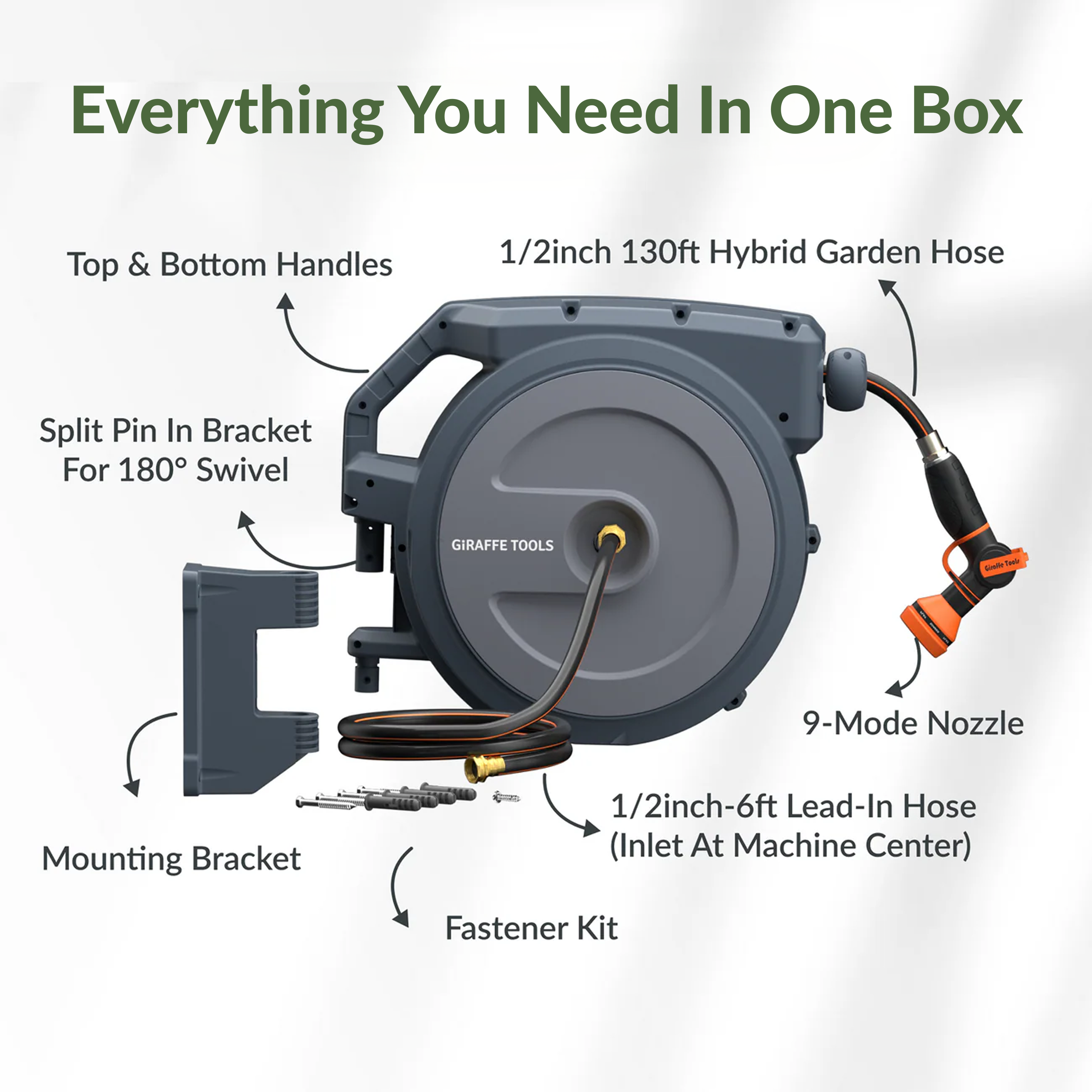 Retractable Garden Hose Reel-1/2in-130ft - OVERLANDERS Outfitter