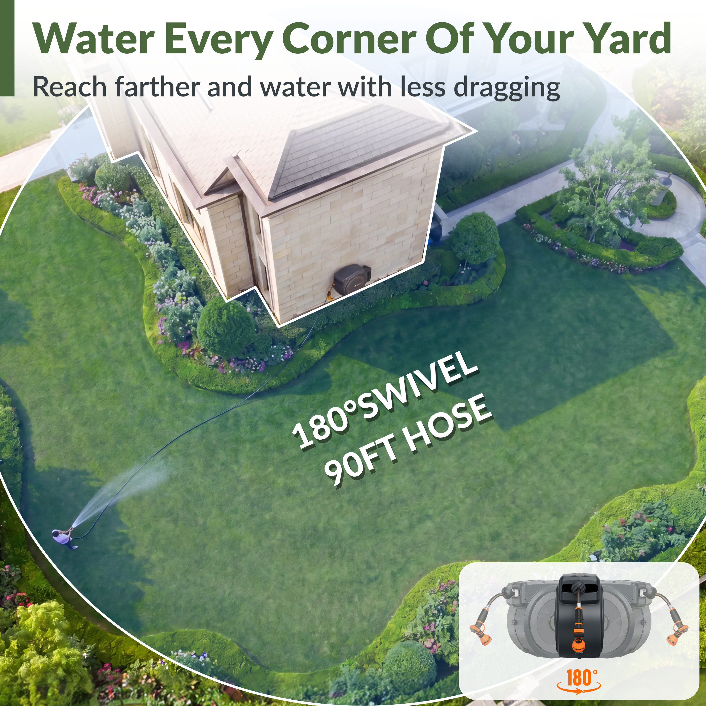 Retractable Garden Hose Reel-5/8in-90ft - OVERLANDERS Outfitter
