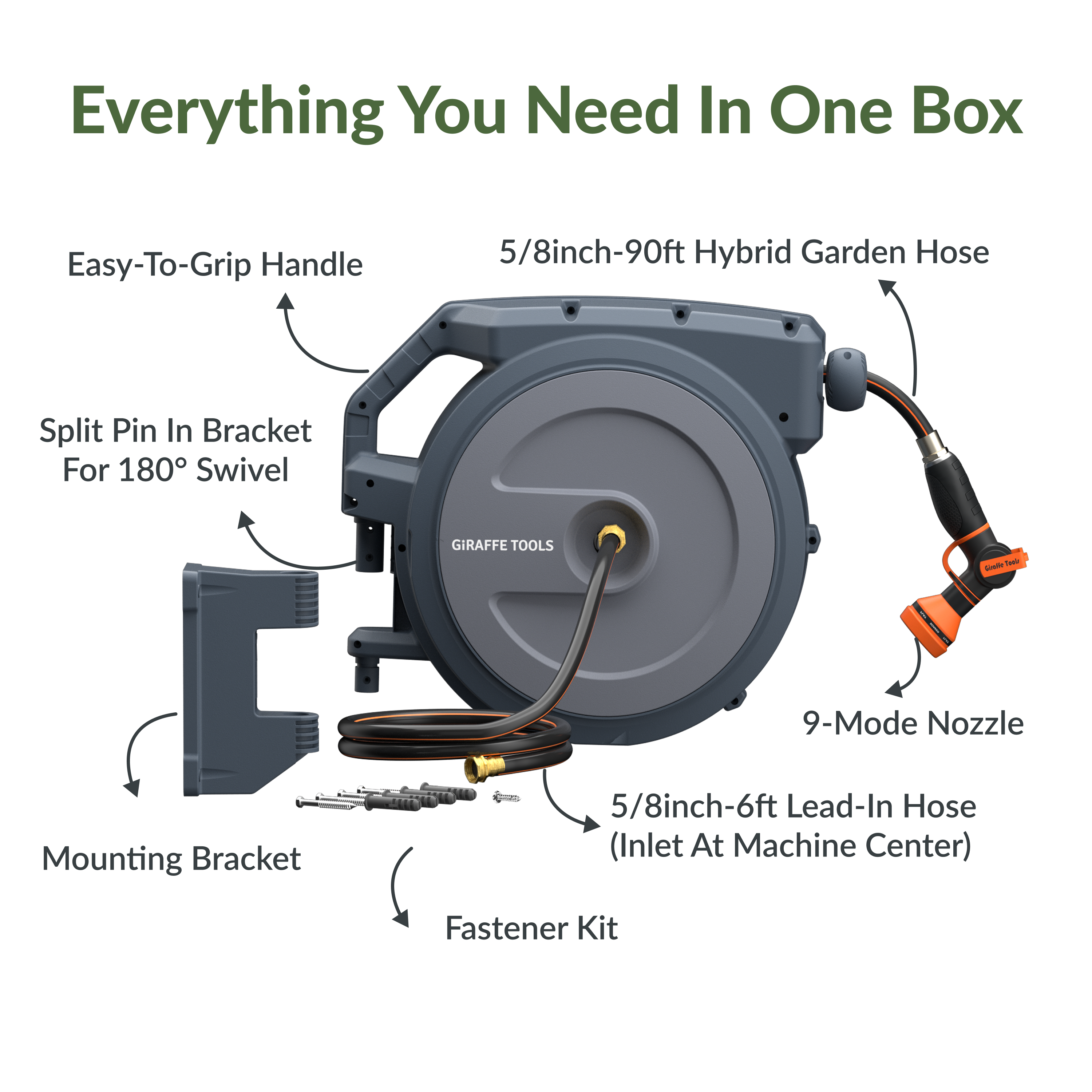 Retractable Garden Hose Reel-5/8in-90ft - OVERLANDERS Outfitter