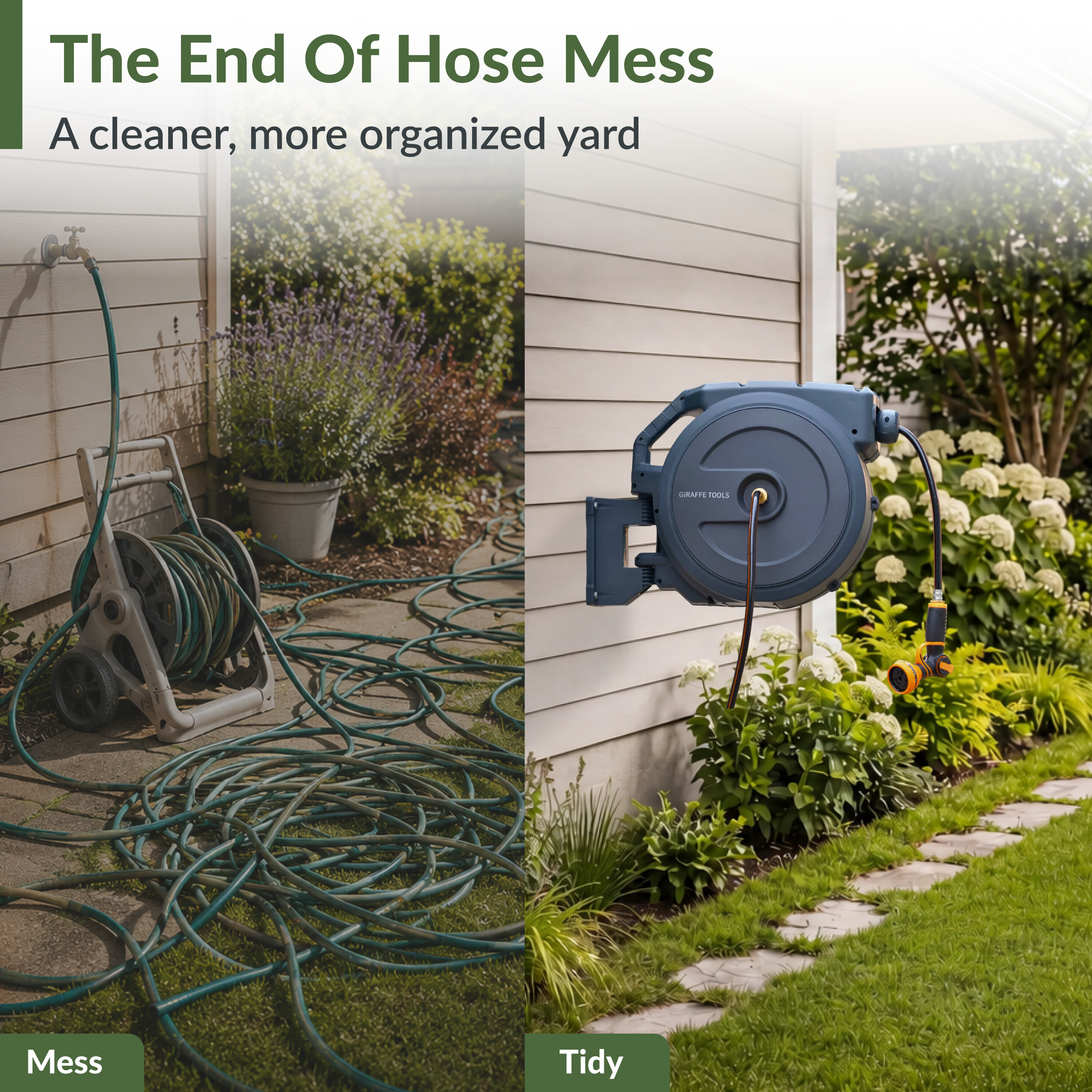 Retractable Garden Hose Reel-5/8in-90ft - OVERLANDERS Outfitter