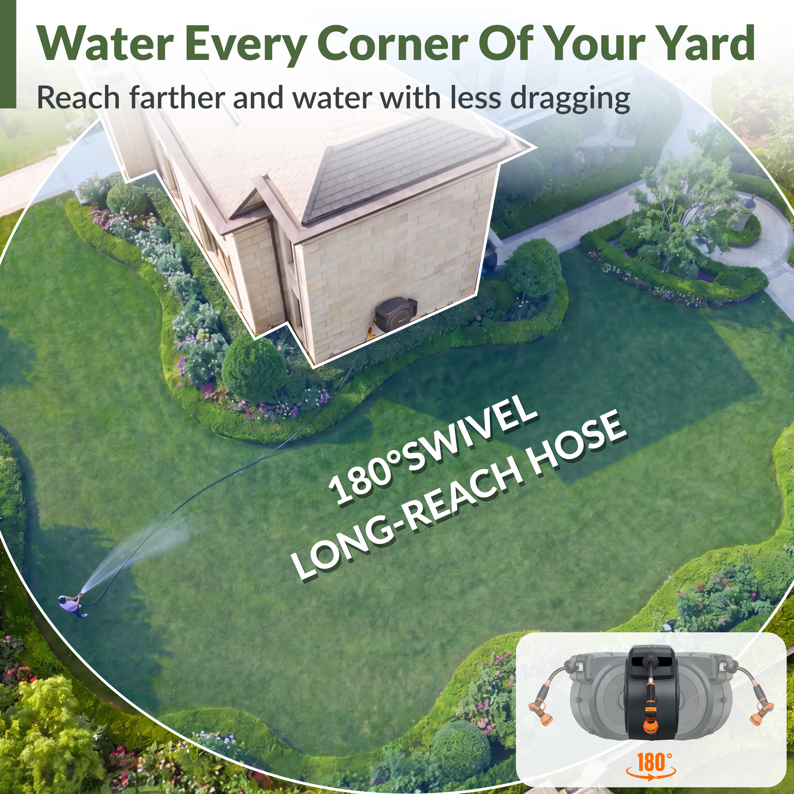 Retractable Garden Hose Reel 65ft-155ft - OVERLANDERS Outfitter