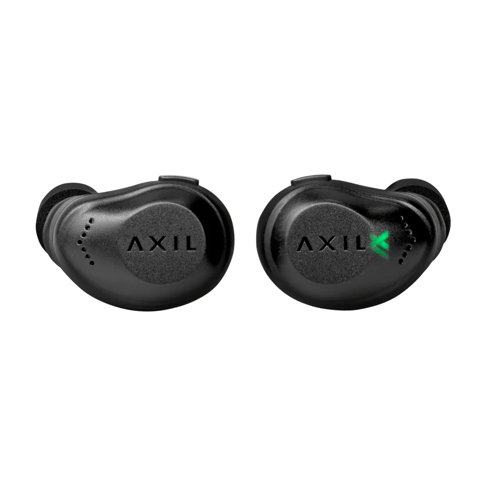 XCOR Bluetooth earbuds by HCC Tactical designed for hearing protection and communication in a sleek, ergonomic style.