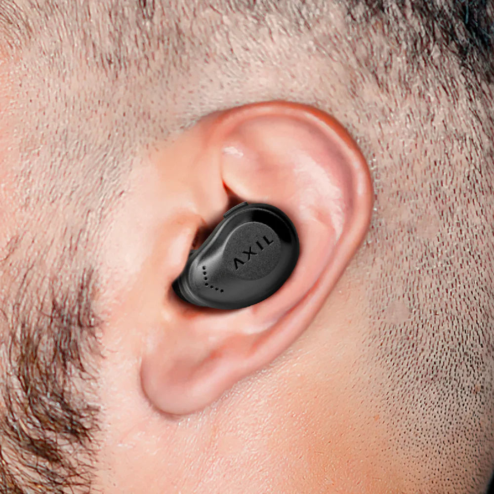 HCC Tactical XCOR Bluetooth earbuds designed for hearing protection and communication in a lifestyle setting.