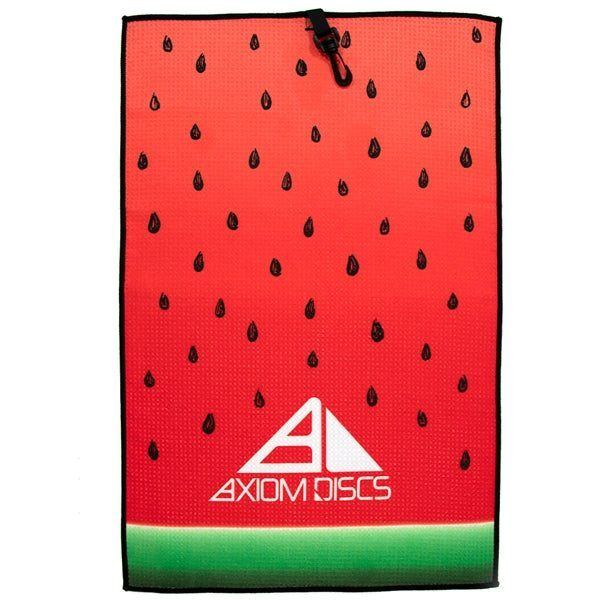 Axiom Sublimated Watermelon Edition towel by Rare Air Discs, featuring vibrant watermelon design and soft fabric for accessories.