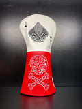 ParWestGolf Ace Skull & Crossbones golf club headcover with bold skull and crossbones design, fits standard driver or wood clubs.
