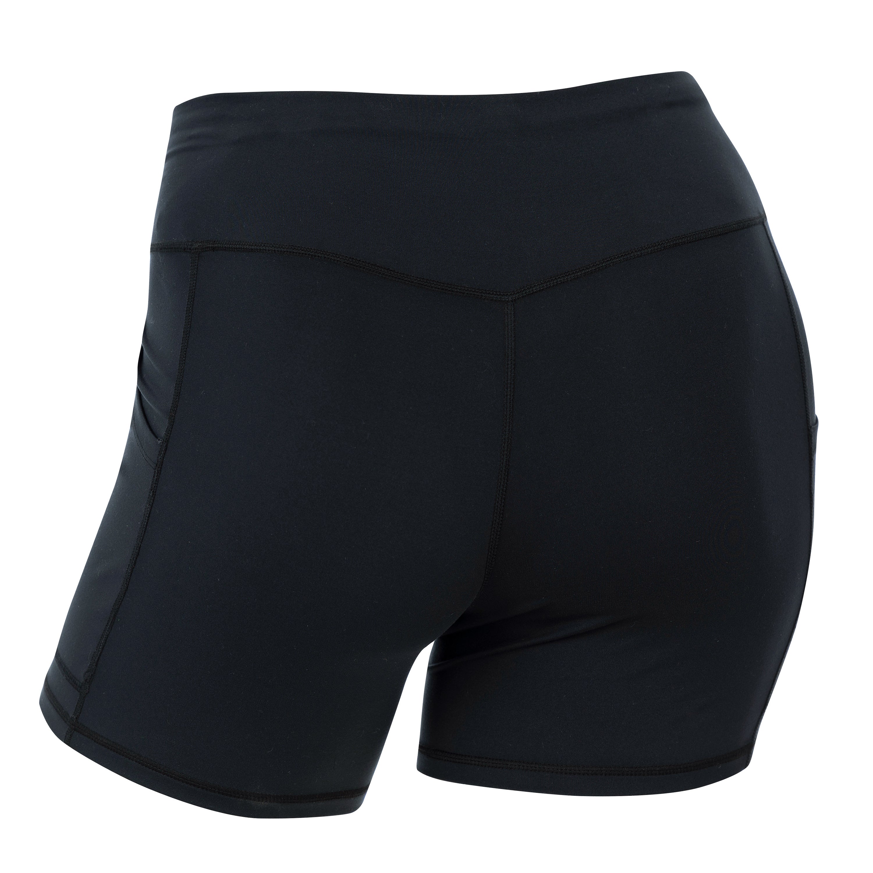 Black DSG OUTERWEAR active shorts shown from the back, featuring a sporty design and comfortable fit for workout or casual wear.