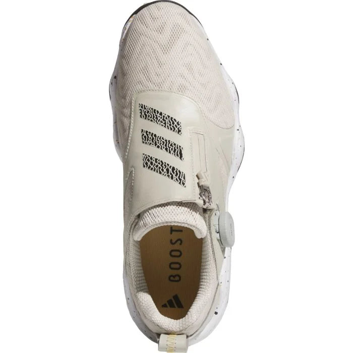 Adidas Codechaos BOA 25 golf shoes in black with white accents, featuring sporty design and Boa lacing system for golf performance