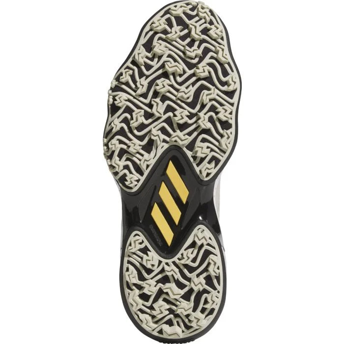 Adidas Codechaos BOA 25 golf shoes in black with white accents, featuring a sleek athletic design and Boa closure system.