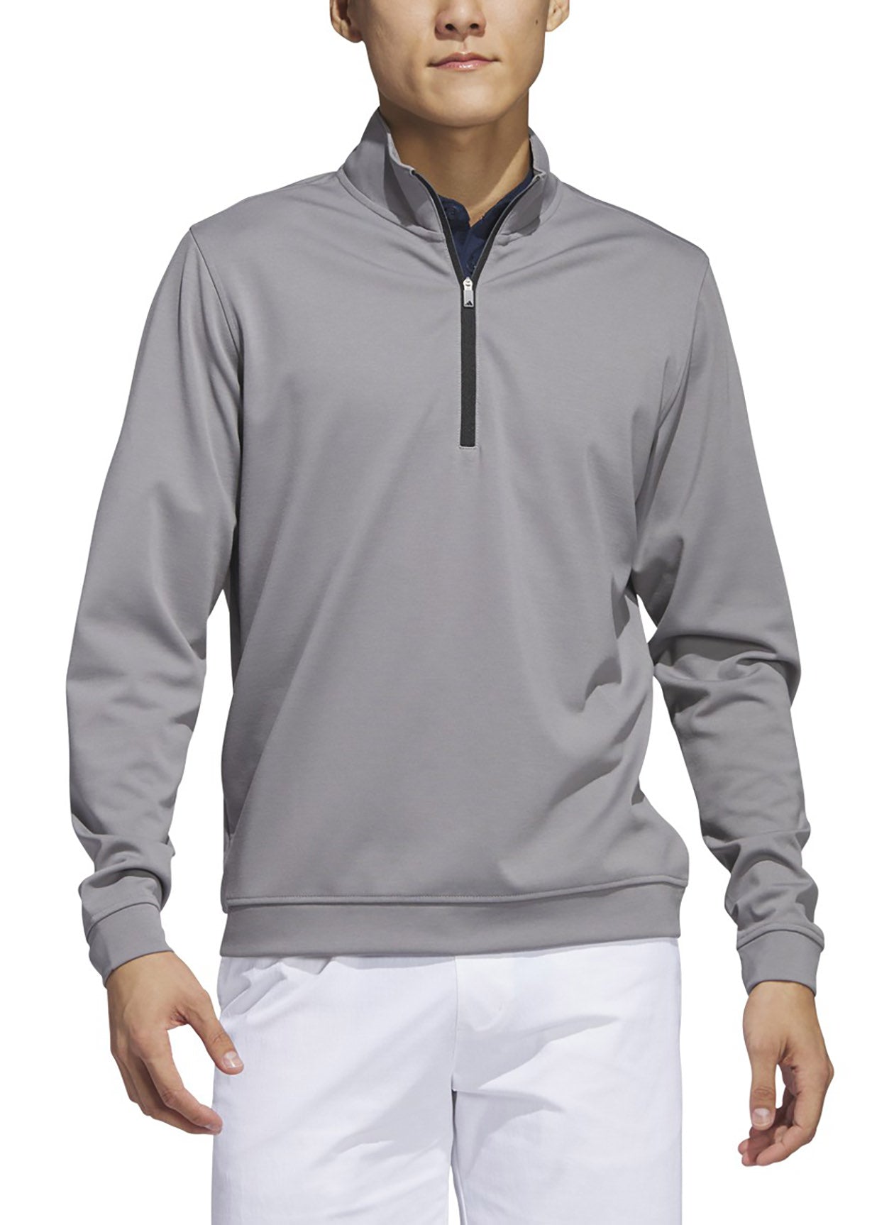 Adidas Elevated Quarter-Zip Golf Pullover in black, stylish men's performance golf clothing by ParWestGolf.
