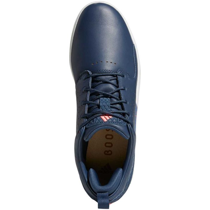 Adidas FLOPSHOT spikeless golf shoes in black with white accents, designed for comfort and stability on the golf course.