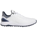 Adidas Solarmotion Spikeless 24 golf shoes in black with white accents, designed for comfort and grip on the golf course.