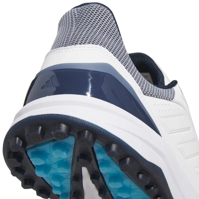 Adidas Solarmotion Spikeless 24 golf shoes in black with white accents, showcasing the athletic design and comfortable fit.